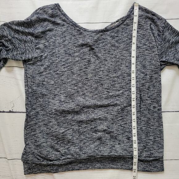 Elan Size EST L Open Back Off Shoulder Grey White Blended Sweater Casual - Picture 5 of 8